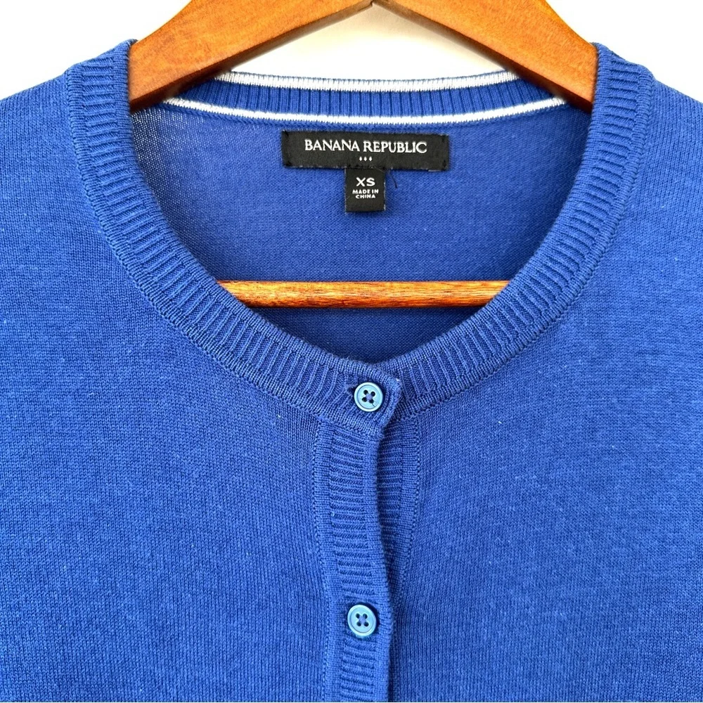 Banana Republic Women's Royal Blue Cardigan, Button Down, Cotton Blend Knit - Picture 3 of 8